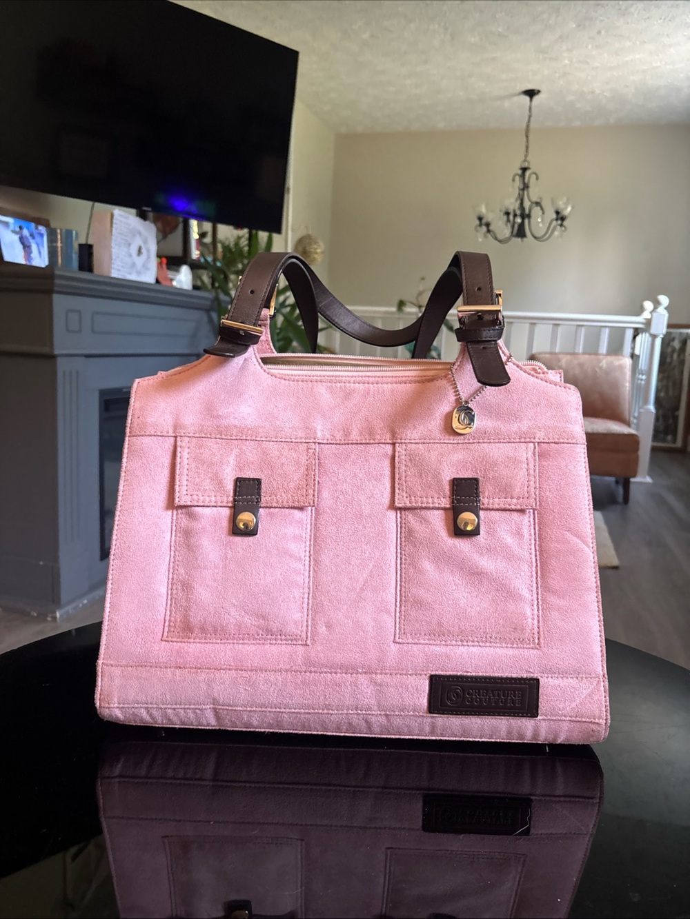 NEW Pink Suede Creature Couture Luxury XS-S Pet Carrier